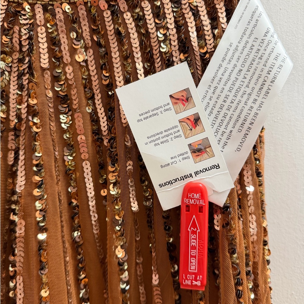 Mac Duggal One-Shoulder Sequin Gown in Copper Brown - Picture 7 of 8
